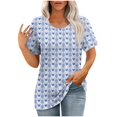 thumbnail image 2 of Puntoco Liquidación de blusas cortas para mujer Blusas estampadas de moda para mujer Camiseta de manga corta Cuello redondo, 2 of 5