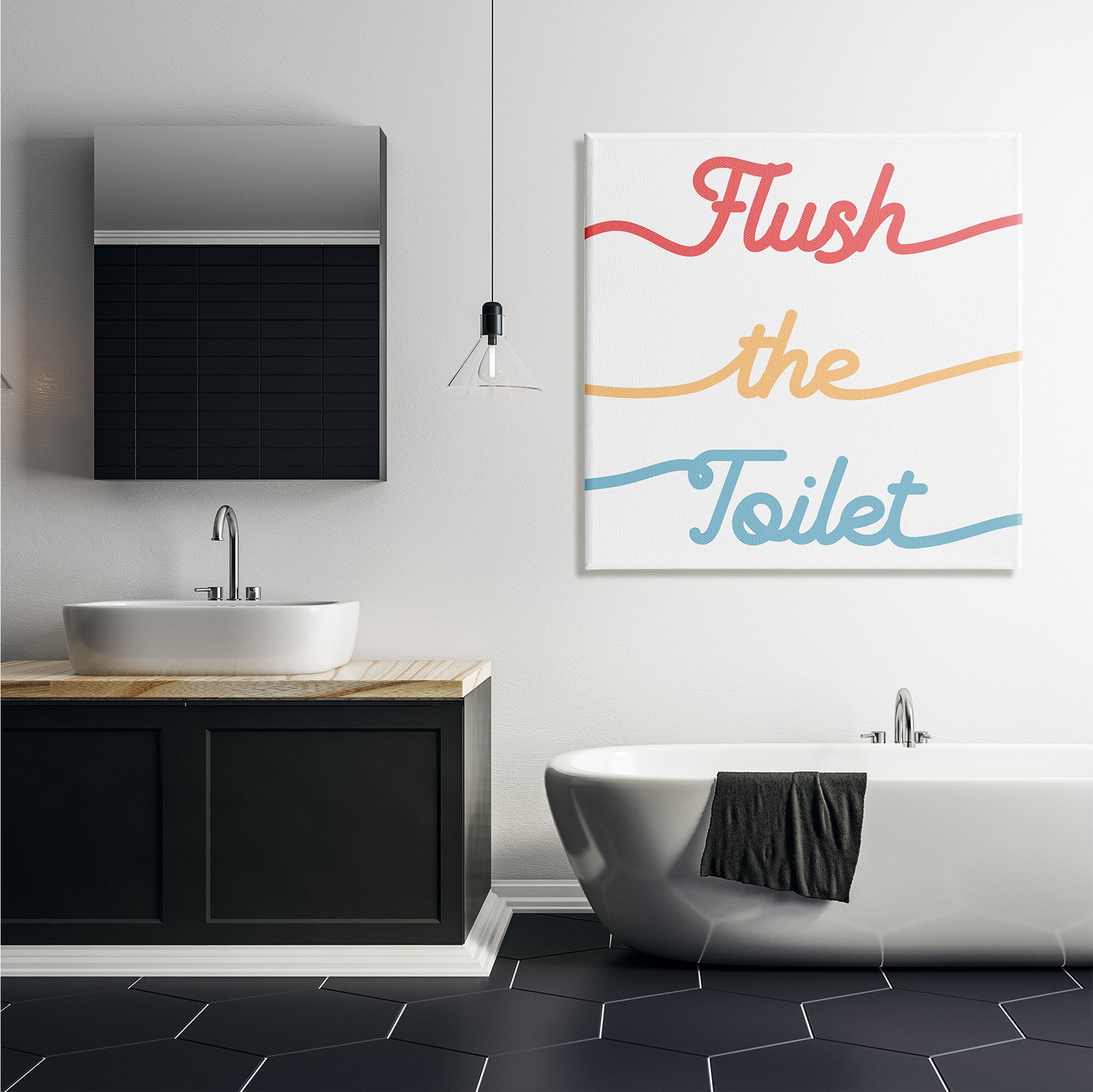 Stupell Industries Flush the Toilet Sign Children's Bathroom Typography Typography Painting Gallery Wrapped Canvas Print Wall Art, 36 x 36