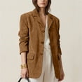thumbnail image 6 of Hueook 2026 Suede Blazers for Women Business Casual Ladies' Casual Fashion Lapel with Pocket Buttons Long Sleeve Brown L, 6 of 6