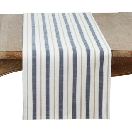 

Fennco Styles Striped Design Table Runner 16 W x 120 L - Blue Table Cover for Home Dining Table Banquets Family Gatherings Everyday Use and Special Occasions