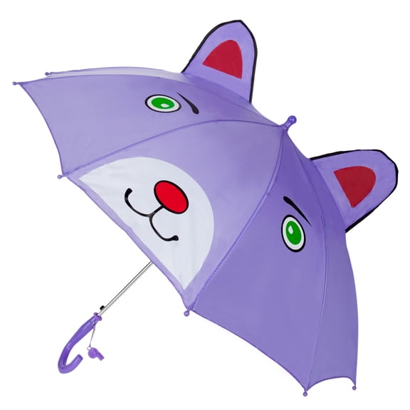 Lightweight Cute Animal Children's Umbrella With Plastic Safety Whistle, Easy Open Button, And Comfortable Grip Handle