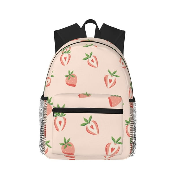Disketp Strawberries Mochila Ligera Clásica con Múltiples Bolsillos, Mochila Casual para Hombre y Mujer, Ideal para Escuela, Trabajo y Viajes