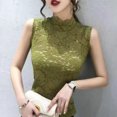 thumbnail image 2 of Timegard High Neck Tank Tops Lace Sleeveless Plus Size Tops Solid Color Casual Fashion Shirts, 2 of 4