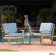 thumbnail image 4 of Noble House Peyton Outdoor Wooden Club Chairs w/ Blue Cushions (Set of 2), 4 of 9