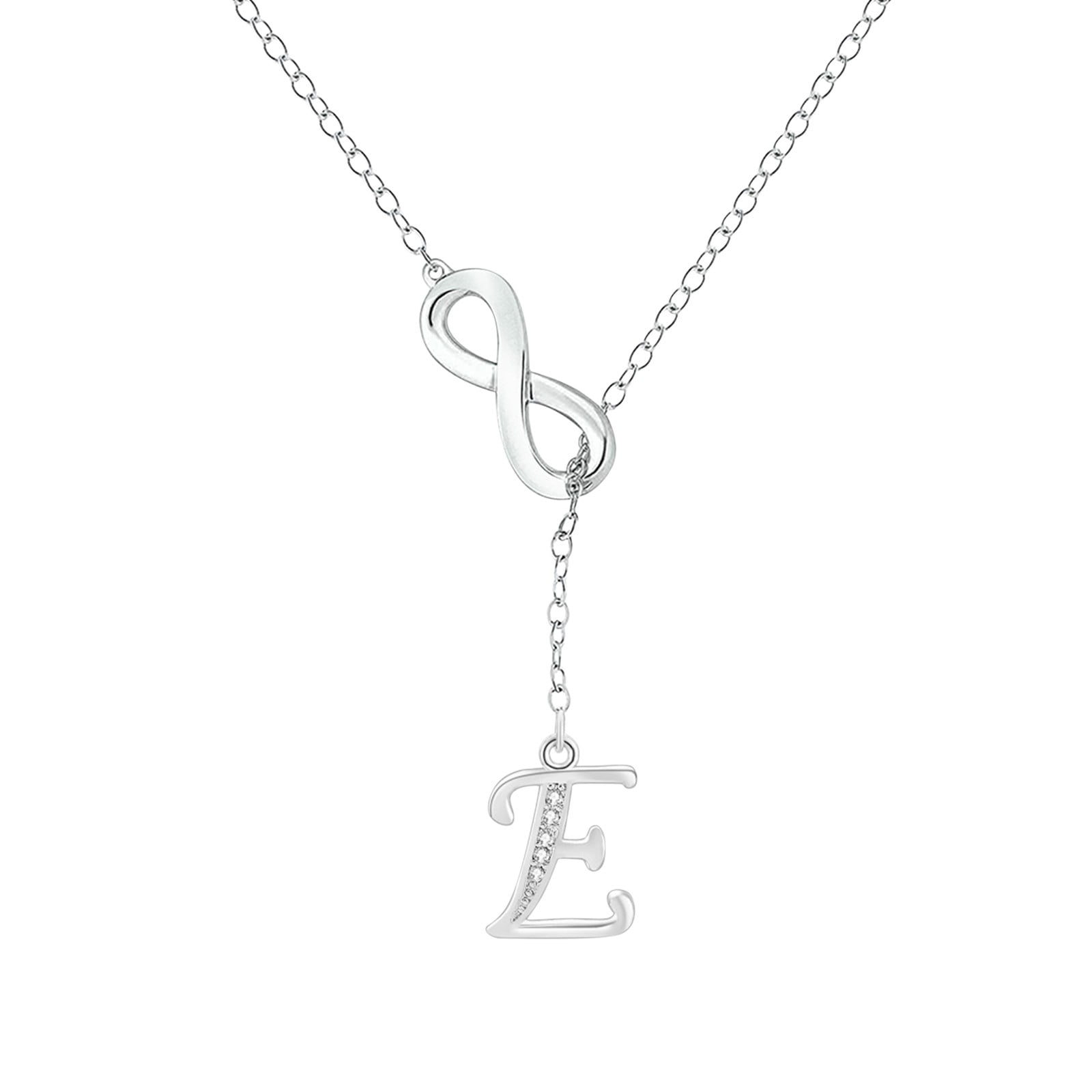 Pgeraug gifts for women 8 Shaped Tassel Silver Initial Necklace For