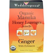 Wedderspoon Organic Ginger with Echinacea Active 15+ Manuka Honey Lozenges, 4 oz