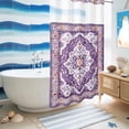 thumbnail image 5 of No Hook Shower Curtain with Built-in Rings - Retro Boho Washable Waterproof Fabric Bathroom Curtains for Hotel,Rentals, Stall 36 X 78 Inch , Aztec Southwest Tribal Floral Dark Lavender Purple, 5 of 9