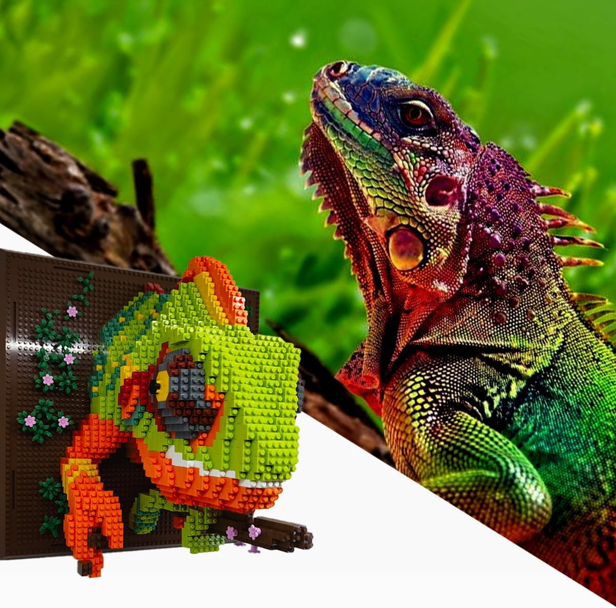 Building Blocks Set Wall Art Chameleon,(2688 Pieces) Toys Gifts for Kid and Adult