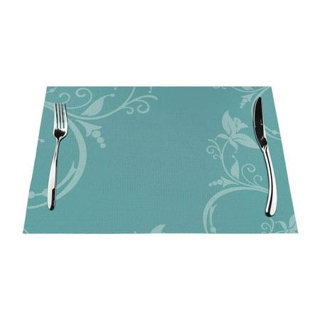 

YFYANG Washable Heat-Resistant Placemats 70% PVC/30% Polyester Green Floral Pattern Kitchen Table Mat 12 x 18 1 Piece