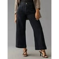 thumbnail image 3 of Women Favorite Tummy Control Jeans High Waisted Straight Ankle Stretch Wide-Leg Flared Jeans with Patch Pocket Black XL, 3 of 5