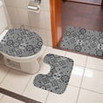 thumbnail image 5 of Abstract Floral Bathroom Rugs Set Retro Gray Black Geometric Texture Ornate Vintage Non Slip Absorbent Soft Bath Mats 3 Piece Set with Bathroom Rug, U-Shaped Floor Mat, Toilet Seat Cover Small Size, 5 of 9