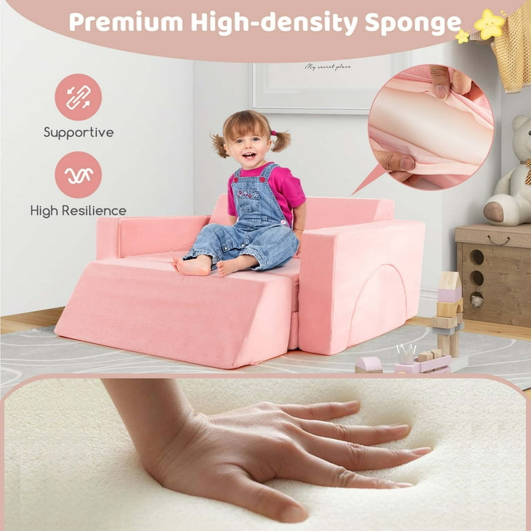 Costway Kids Modular Play Sofa 8 PCS with Detachable Cover for
