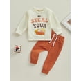 thumbnail image 2 of Liacowi Toddler Girls Thanksgiving Outfits Set Long Sleeve Letters Cake Print Sweatshirt Elastic Waist Pants 6M 12M 18M 2T 3T 4T Baby 2Pcs Fall Winter Clothes, 2 of 8