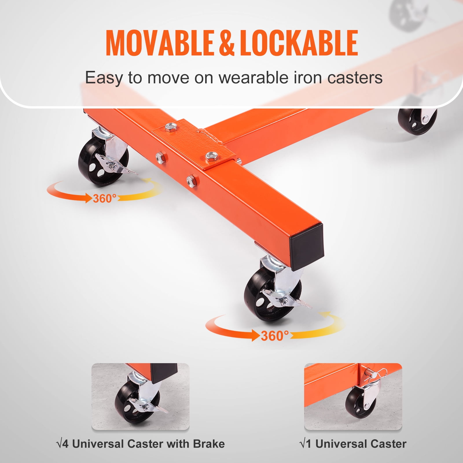 KFFKFF 1500lbs Engine Stand Folding Motor Hoist Dolly w/ Adjustable Mounting Head