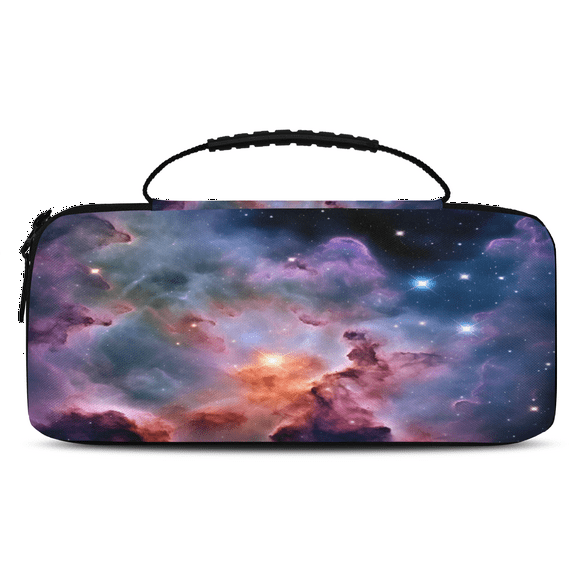 Herdesigns Space Carry Case Compatible with Nintendo Switch 2017 & Oled 2021, with 20 Game Card Slots, Galaxy Outer Nebula Stars Portable Travel Carrying Case Pouch for Accessories & Games