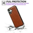 thumbnail image 3 of Designed for iPhone 16 Phone Case, Classic Lightweight PU Leather Back + TPU Frame, Shockproof Protective Anti-falling Ultra Slim Back Case for iPhone 16, Brown, 3 of 6