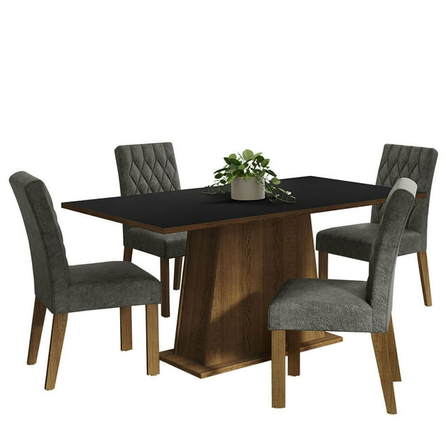 Juego de Comedor Mesa con Encimera de Madera 4 Sillas Marrón/Negro/Silver Ashley Madesa