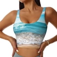 thumbnail image 1 of Fotbe Sunny Ocean Waves Sujetador Deportivo Largo sin Aros para Mujer con Almohadillas y Soporte Medio, Transpirable y Absorbente, Camiseta Tipo Chaleco o Tank Top-Medium, 1 of 8