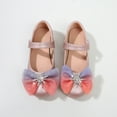 thumbnail image 6 of LNMQLPDBS Toddler Girl Dress Shoes Gradient Tulle Bowknot Decoration Shining Dance Shoes Adjustable Band Flat Anti-Slip Loafers Shoes Girls Princess Shoes for Wedding Party Pink 3.5 Years, 6 of 8