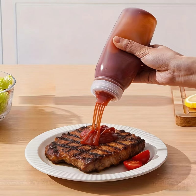 Porous Condiment Squeeze Bottles, Salad Dressing Container, Squeeze Bottles for Sauces, Botellas Exprimibles de Condimentos Syrup Dispenser Great for Ketchup, Salad, BBQ Sauce