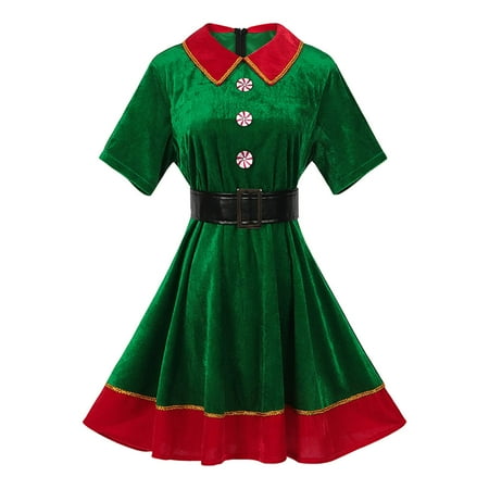 

Ladies Christmas Has 3PC 1PC Dress+1PC Belt+1PC Hat Party Theme Cos Stage Christmas Dresses Vintage Gothic Dress plus Size