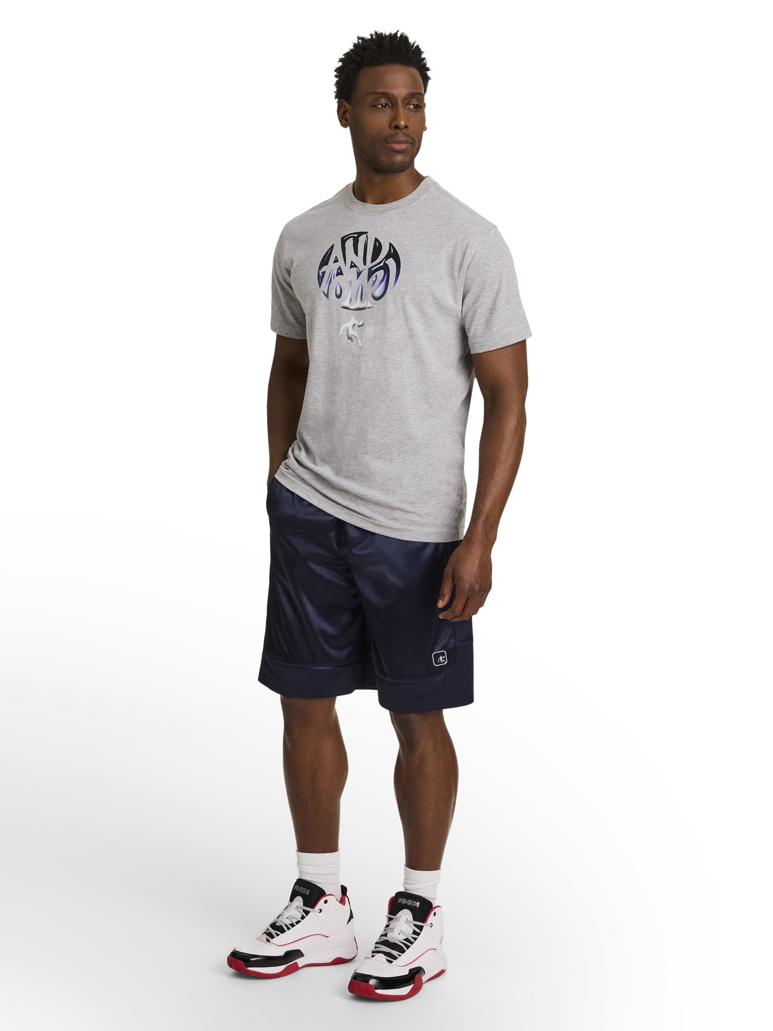 AND1 Men's and Big Men's All Court Short, 11" inseam, up to Size 5XL