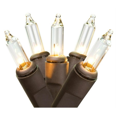 Set of 10 Battery Operated Clear Mini Christmas Lights -Brown
