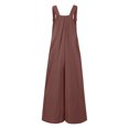 thumbnail image 6 of Simua Women Baggy Sleeveless Slip Cotton Linen Jumpsuit Loose Long Romper Harem Pants Overalls Dungaree Outfit Pocket, 6 of 7