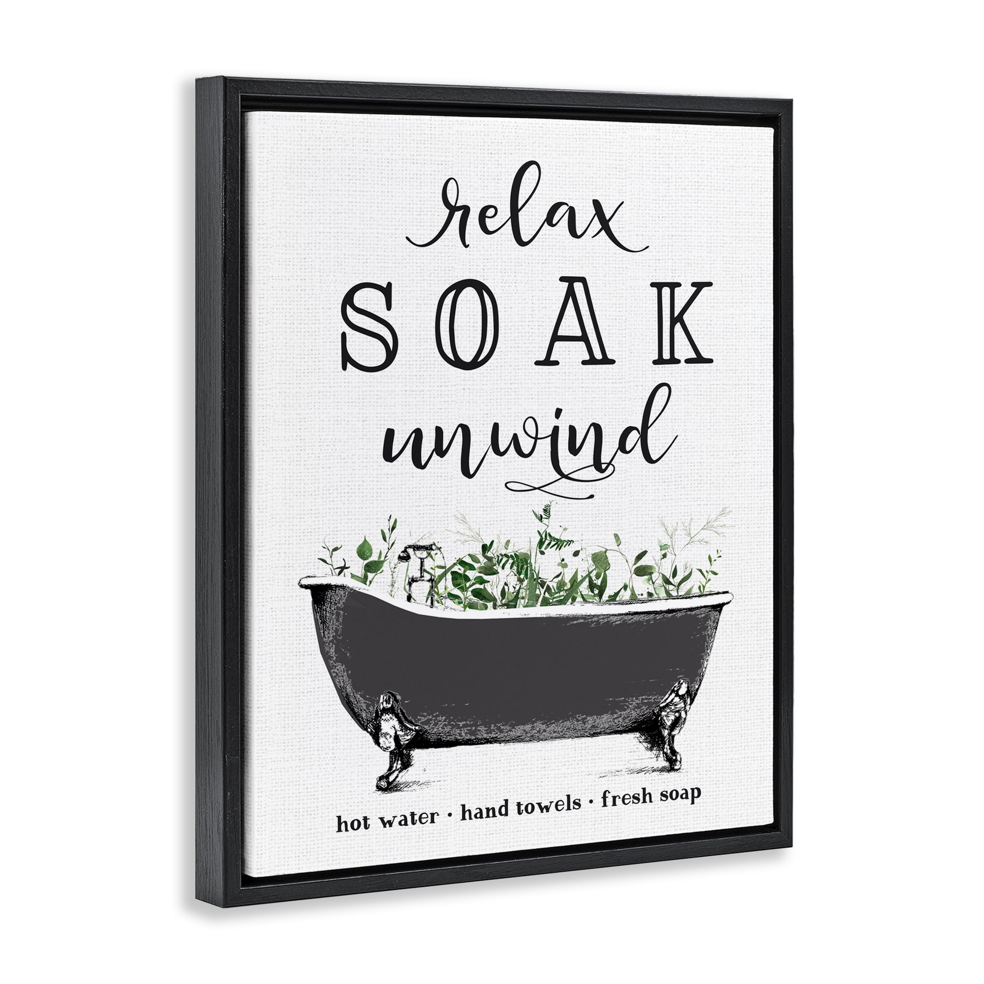 Vintage Bathing Reminders Black Framed Floater Canvas Wall Art, design by Lettered and Lined