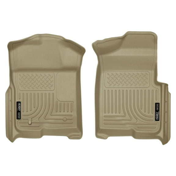 Husky Liners 18333 Weatherbeater Floor Mats Fit 2009-2014 Ford F-150 Regular/SuperCab/SuperCrew w/o Manual Transfer Case Front Row Liners 2pc Tan
