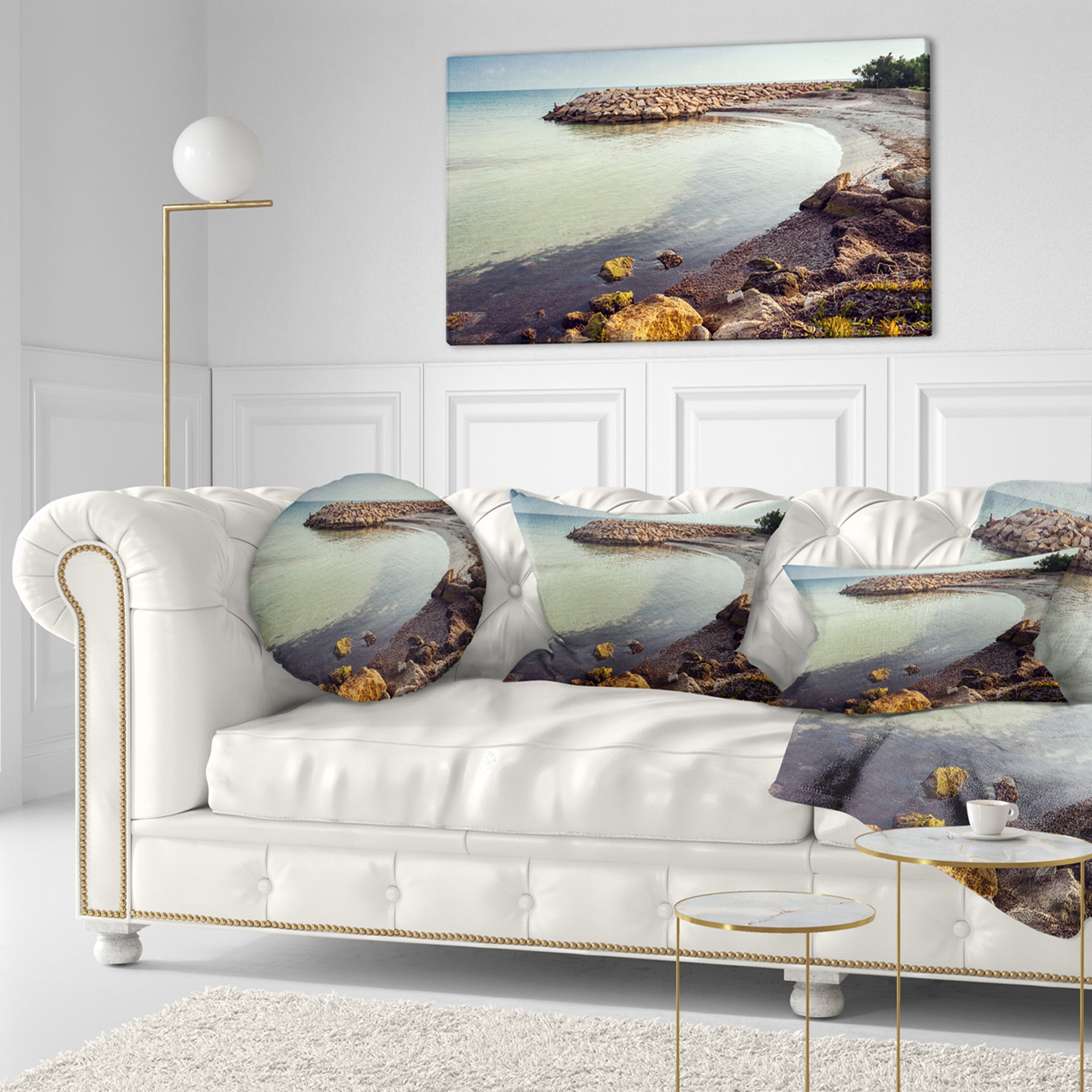 Designart Little Lagoon with Fishermen Africa - Seashore Throw Pillow - 12x20
