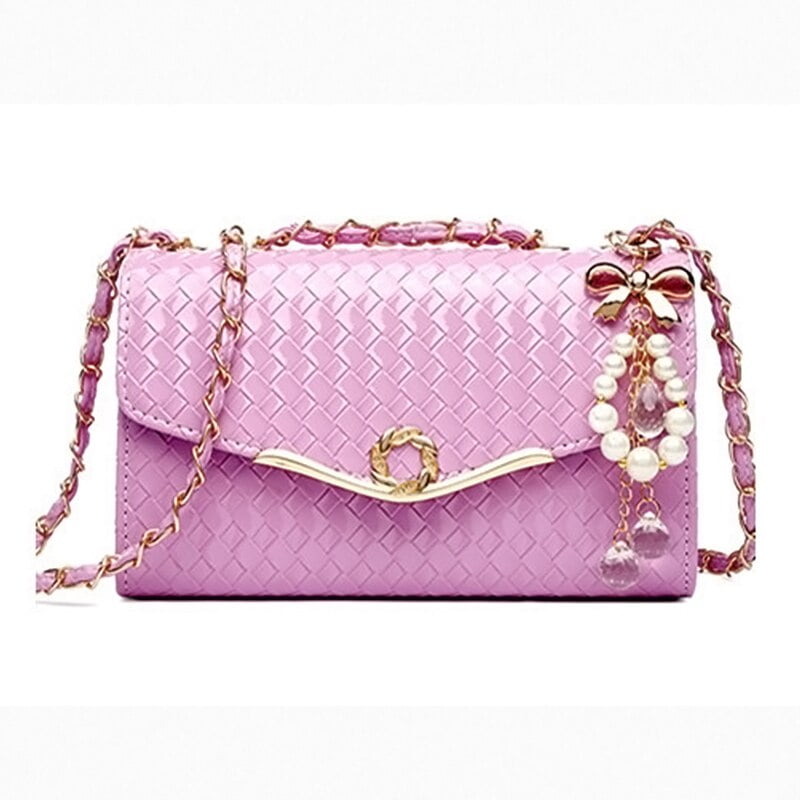 CoCopeaunts Pink Love Heart Women Chain Small Square Shoulder Bag