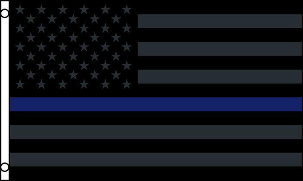 Police Thin Blue Line Black U.S Flag Indoor Outdoor Dyed Nylon Boat 12" X 18" 