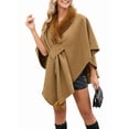 thumbnail image 2 of Women'S Open/ Front Cardigan Solid Color Poncho Cape Plus Size Knit Wraps for Fall Winter Camel Color One size, 2 of 9