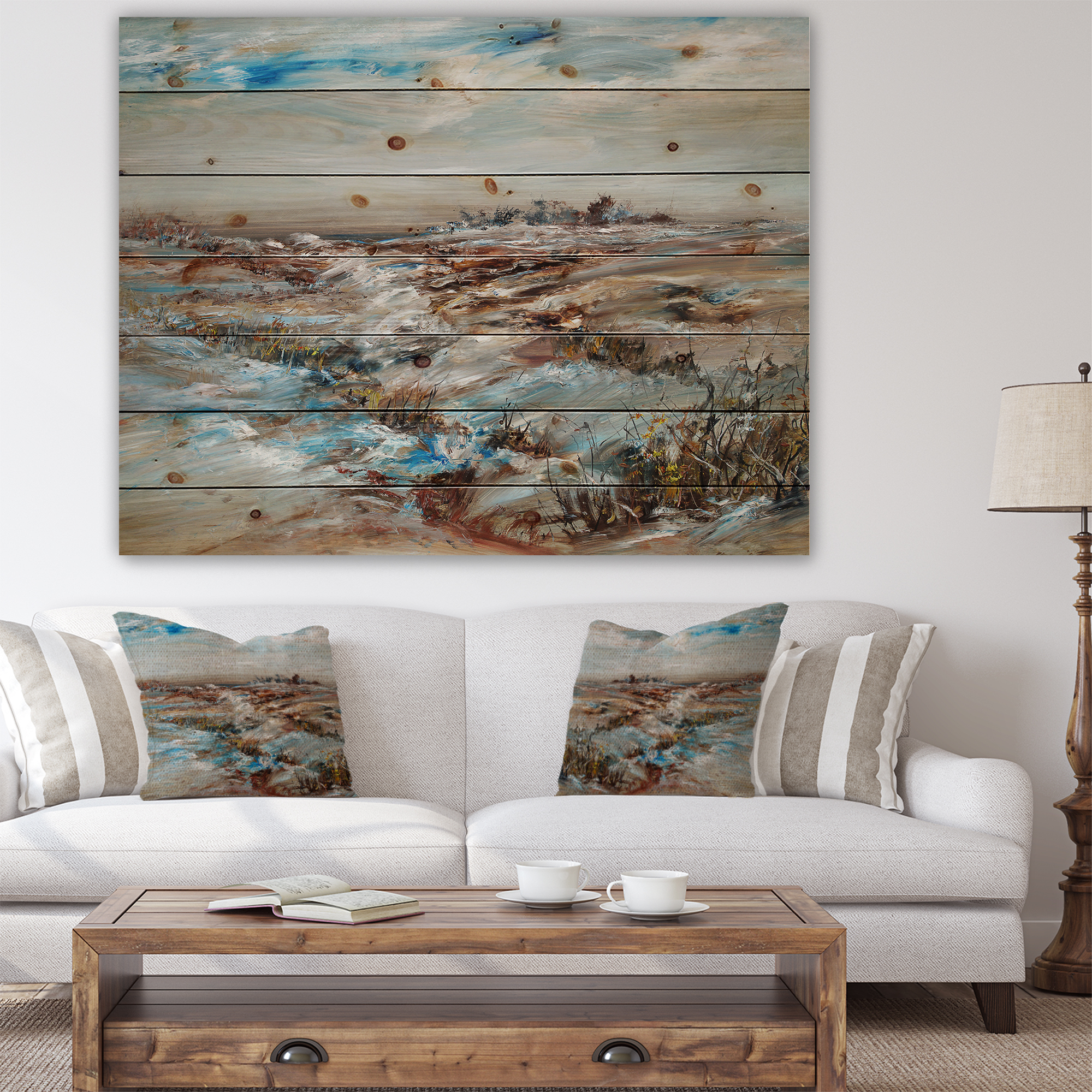 Designart 'Beautiful Farm House Iceland' Landscape Print on Natural Pine Wood