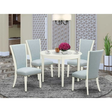 East West Furniture Boston 5-piece Wood Dining Room Set in Linen White