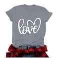 thumbnail image 2 of Meichang T-Shirts pour Femmes T-Shirts de la Saint-Valentin T-Shirts Mignons à Imprimé Cœur Hauts Mignons T-Shirts de Fête Manches 3/4 Col Rond T-Shirts Mode 2025, 2 of 4