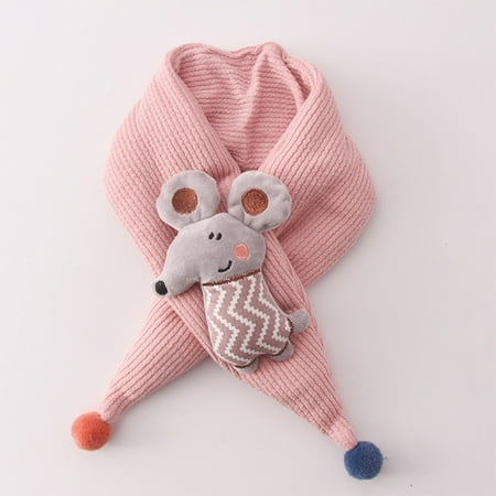 

STEADY Boys And Girls Kids Cartoon Shawls Scarves Collar Thickening Scarf Pink