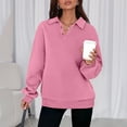 thumbnail image 4 of DAFPZW Women Quarter Button Up Collar Sweatshirt Oversized Long Sleeve Tops Fall Fashion Pullover Winter Shirts, 4 of 8