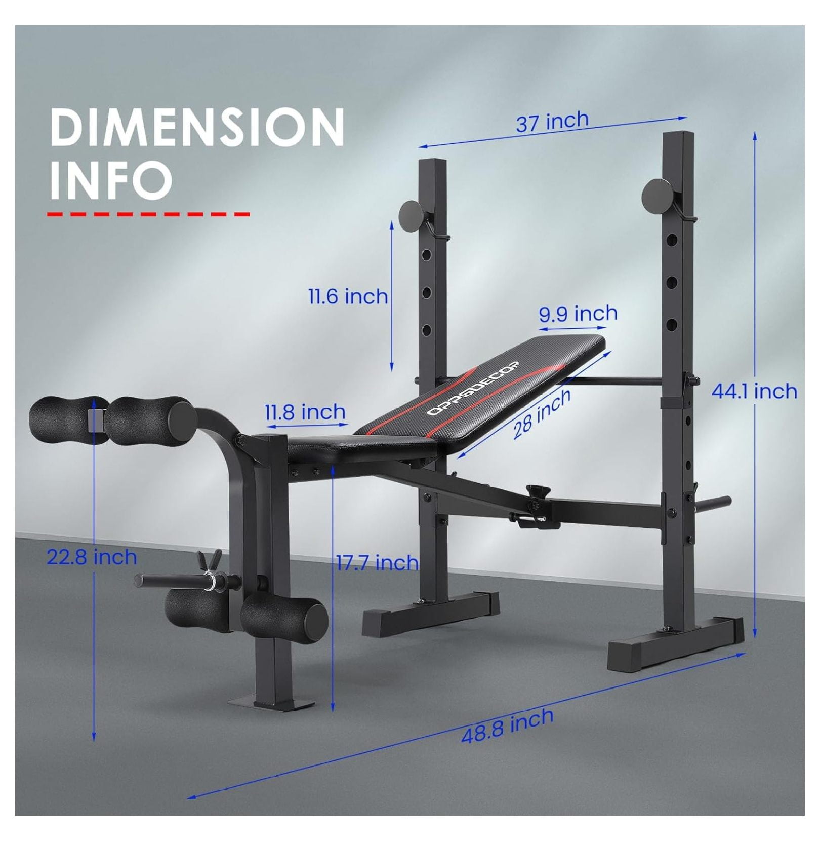 Weight Set, Multi-Function Adjustable Press with Squat Rack Leg Extension & Leg Workout Foldable Workout Flat/Incline/Decline Upgrade Weight Benches for Home Gym