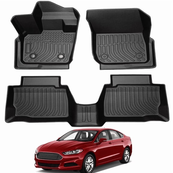 Car Floor Mats for 2017 2018 2019 2020 Ford Fusion - Custom Fit TPE Rubber Non-Slip Automotive Floor Liners, Easy to Clean All-Weather Car Mats
