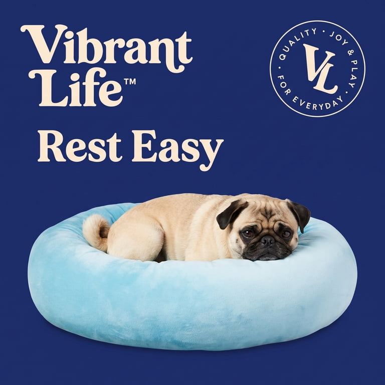 Vibrant Life Small Squishy Cuddler Pet Bed, Blue, 17" photo 2
