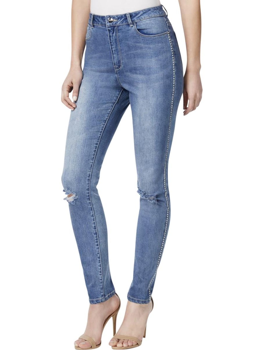 Lepore Womens Gramercy Denim Studded Skinny Jeans