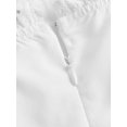 thumbnail image 3 of White Womens Elegant Solid Color Front Tie Ruffle Hem Dress With Puffed Sleeves, 3 of 5