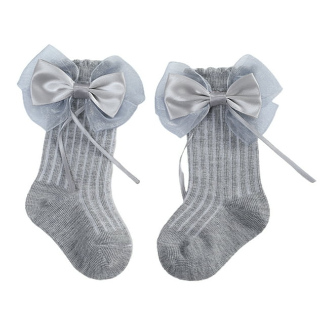 xiaxaixu Infant Baby Girls Long Stockings Princess Solid Color Tassel Big Bowknot Socks Spring Cute Over-The-Knee Socks