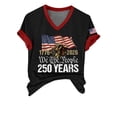 thumbnail image 3 of YVNAURA Women's 250th Anniversary V Neck T Shirt America 250 Semiquincentennial 1776-2026 USA Flag Patriotic Tee Family Heritage Gift for Mom Wife 4th of July, Black, L, 3 of 9