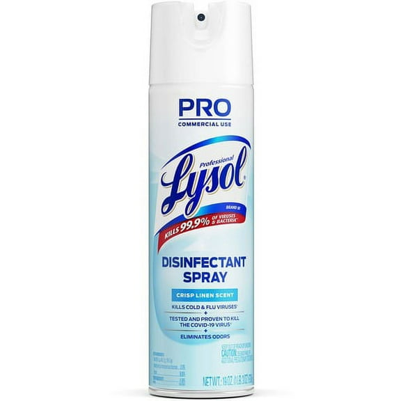 Professional Lysol Disinfectant Spray - Spray - 19 fl oz (0.6 quart) - Crisp Linen Scent - 1 Each - Clear | Bundle of 5 Each