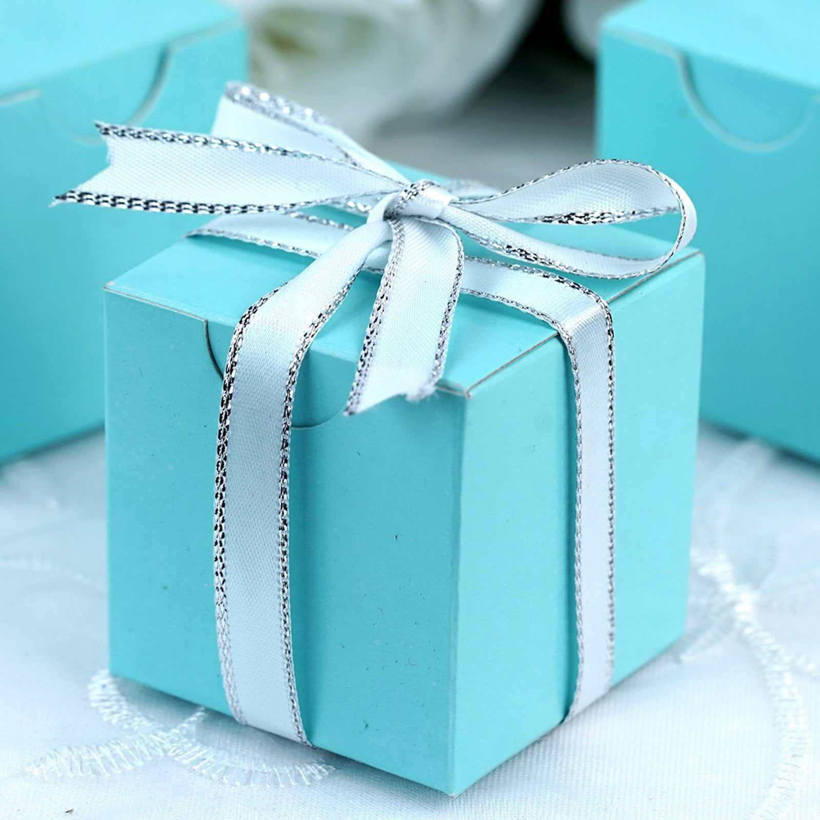 TURQUOISE AND FUSCHIA SQUARE BOX AND LID WEDDING FAVOUR BOXES CHOOSE QUANTITY