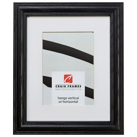 Craig Frames Wiltshire 440, 12x12 inch Black Picture Frame Matted for a 9x9 Photo