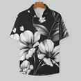 thumbnail image 3 of Black And White Ink Flower Men's Shirts Short Sleeve Casual Shirts Button Down Shirt for Men Beach Summer Wedding Shirt, 3 of 6